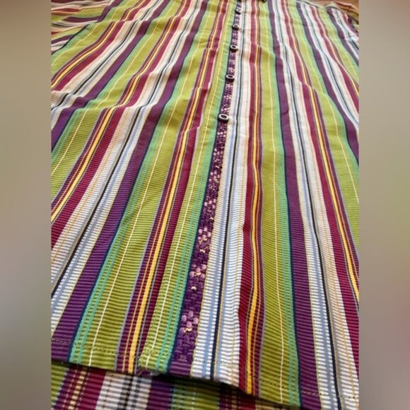 Robert Graham Multi-Colored Long Sleeve Striped Dress Shirt Men's Sz L Flip Cuff - Picture 7 of 15